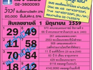 เลขเด็ดงวดนี้ หวยแม่จำเนียร 1 มิถุนายน 59 [สิบเลขเด็ดขายดี]