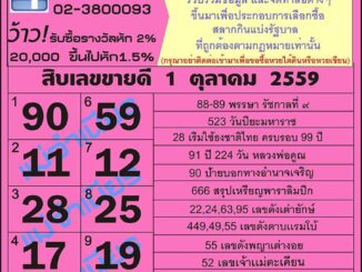 เลขเด็ดงวดนี้ หวยแม่จำเนียร 1 ตุลาคม 59 [สิบเลขเด็ดขายดี]