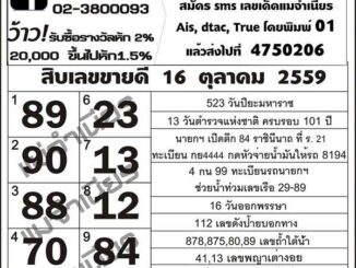 เลขเด็ดงวดนี้ หวยแม่จําเนียร16/10/59 [สิบเลขเด็ดขายดี]