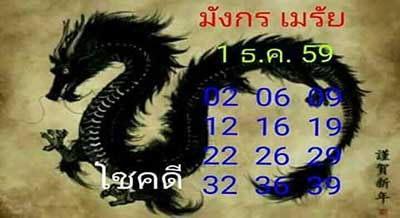 หวยมังกรเมรัย1/12/2559