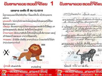 ปัญหาพารวย8/12/2559 ชุดที่1 – หวยลาว