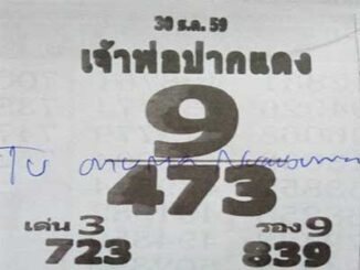 หวยซองเจ้าพ่อปากแดง30/12/2559 เลขเด็ดงวดนี้