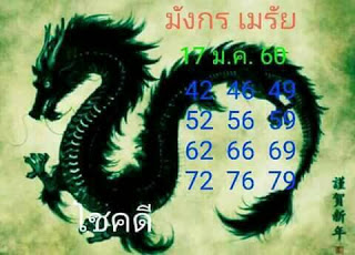 หวยมังกรเมรัย17/1/2560