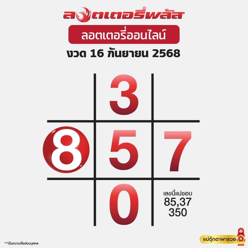 หวยไทยรัฐ 16/09/68 (ไทยรัฐ, เดลินิวส์, บางกอกทูเดย์, มหาทักษา)