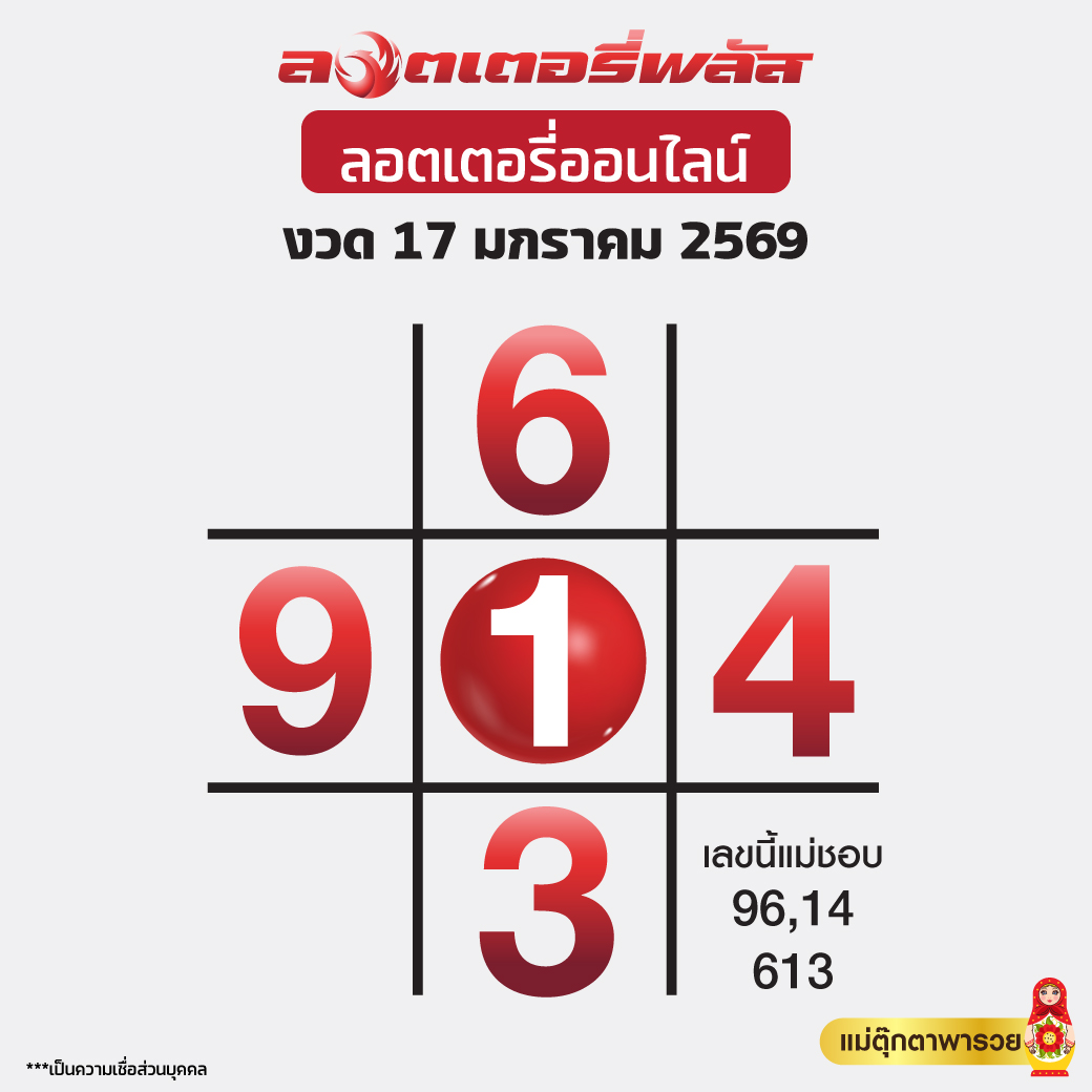หวยไทยรัฐ 17/01/69 (ไทยรัฐ, เดลินิวส์, บางกอกทูเดย์, มหาทักษา)