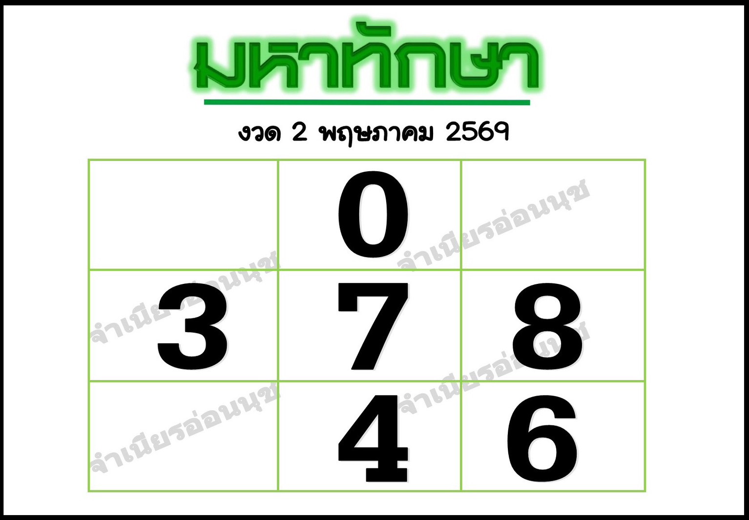 หวยไทยรัฐ 02/05/69 (ไทยรัฐ, เดลินิวส์, บางกอกทูเดย์, มหาทักษา)