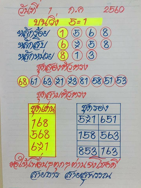 หวยซอง อาจารย์สายธาร1/7/60, หวยซอง อาจารย์สายธาร1-7-60, หวยซอง อาจารย์สายธาร1 ก.ค 2560, หวยซอง อาจารย์สายธาร