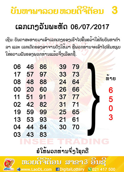 ปัญหาพารวย6/7/2560, ปัญหาพารวย6-7-2560, ปัญหาพารวย, ปัญหาพารวย 6 ก.ค 2560, หวยลาว, เลขลาว