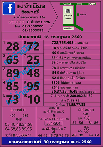 หวยแม่จำเนียร16/7/60, หวยแม่จำเนียร16-7-60, หวยแม่จำเนียร 16 ก.ค. 2560, หวยแม่จำเนียร, แม่จำเนียร, เลขเด็ดแม่จำเนียร