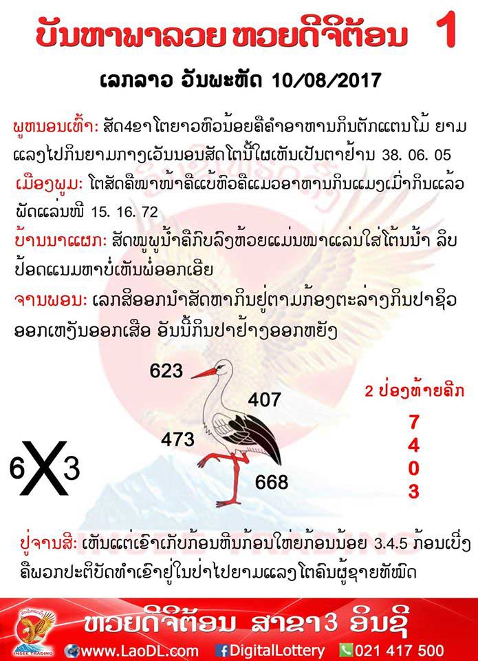 ปัญหาพารวย 10/8/2560, ปัญหาพารวย 10-8-2560, ปัญหาพารวย, ปัญหาพารวย 10 ส.ค 2560, หวยลาว, เลขลาว