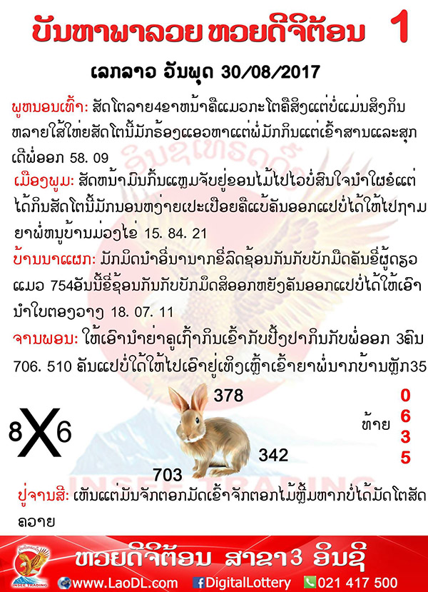 ปัญหาพารวย 30/8/2560, ปัญหาพารวย 30-8-2560, ปัญหาพารวย, ปัญหาพารวย 30 ส.ค 2560, หวยลาว, เลขลาว