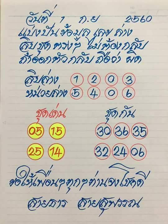 หวยซอง อาจารย์สายธาร1/9/60, หวยซอง อาจารย์สายธาร1-9-60, หวยซอง อาจารย์สายธาร1 ก.ย 2560, หวยซอง อาจารย์สายธาร