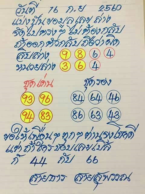 หวยซอง อาจารย์สายธาร16/9/60, หวยซอง อาจารย์สายธาร16-9-60, หวยซอง อาจารย์สายธาร16 ก.ย 2560, หวยซอง อาจารย์สายธาร