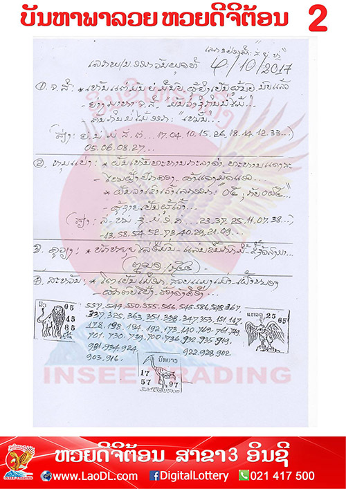 ปัญหาพารวย 4/10/2560, ปัญหาพารวย 4-10-2560, ปัญหาพารวย, ปัญหาพารวย 4 ต.ค 2560, หวยลาว, เลขลาว