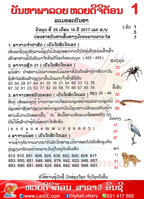 ปัญหาพารวย 25/10/2560, ปัญหาพารวย 25-10-2560, ปัญหาพารวย, ปัญหาพารวย 25 ต.ค 2560, หวยลาว, เลขลาว