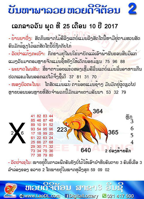 ปัญหาพารวย 25/10/2560, ปัญหาพารวย 25-10-2560, ปัญหาพารวย, ปัญหาพารวย 25 ต.ค 2560, หวยลาว, เลขลาว