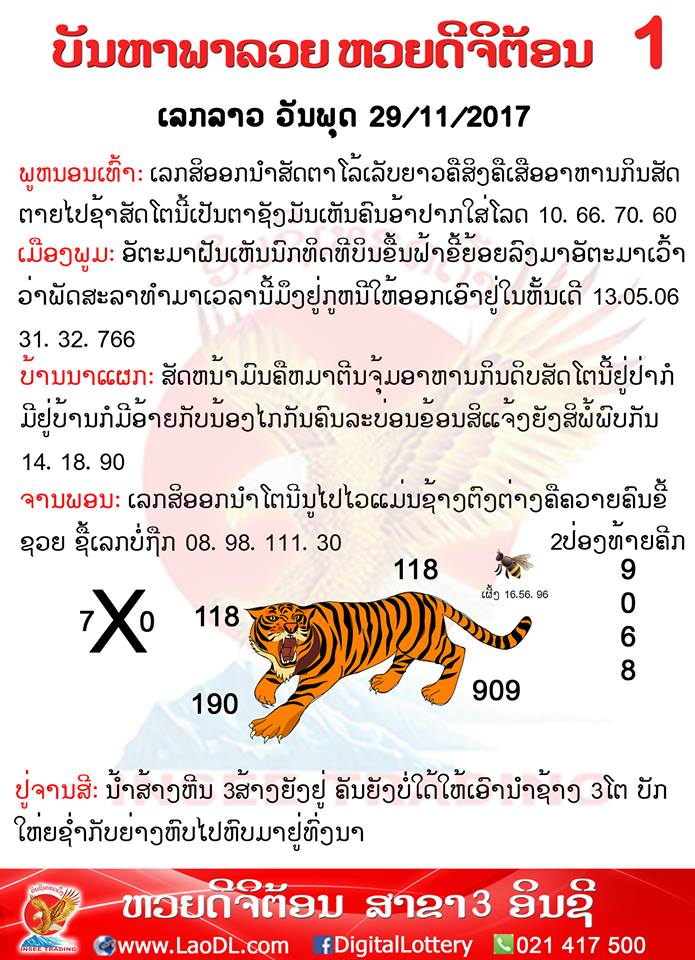 ปัญหาพารวย 29/11/2560, ปัญหาพารวย 29-11-2560, ปัญหาพารวย, ปัญหาพารวย 29 พ.ย 2560, หวยลาว, เลขลาว