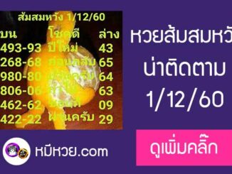 หวยซอง ส้มสมหวัง1/12/60