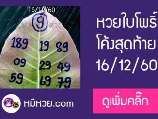 เลขใบโพธิ์16/12/60