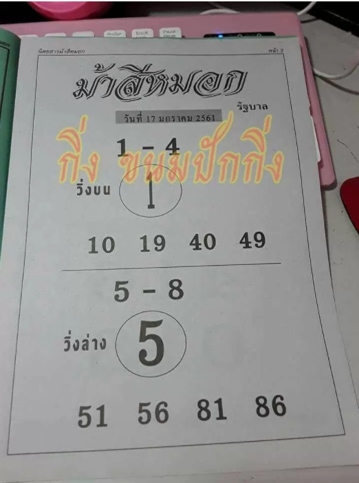 ม้าสีหมอก 17/1/61, ม้าสีหมอก 17-1-61, ม้าสีหมอก 17 ม.ค 61, ม้าสีหมอก, หวยซอง, เลขเด็ดงวดนี้