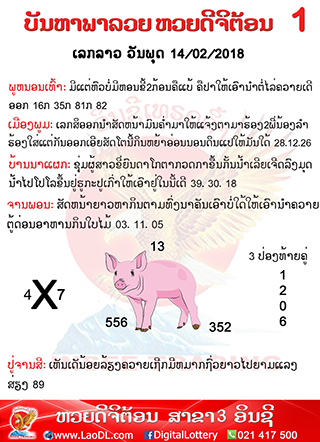 ปัญหาพารวย 14/2/2561, ปัญหาพารวย 14-2-2561, ปัญหาพารวย, ปัญหาพารวย 14 ก.พ 2561, หวยลาว, เลขลาว