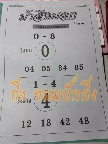 ม้าสีหมอก 16/5/61, ม้าสีหมอก 16-5-61, ม้าสีหมอก 16 พ.ค 61, ม้าสีหมอก, หวยซอง, เลขเด็ดงวดนี้