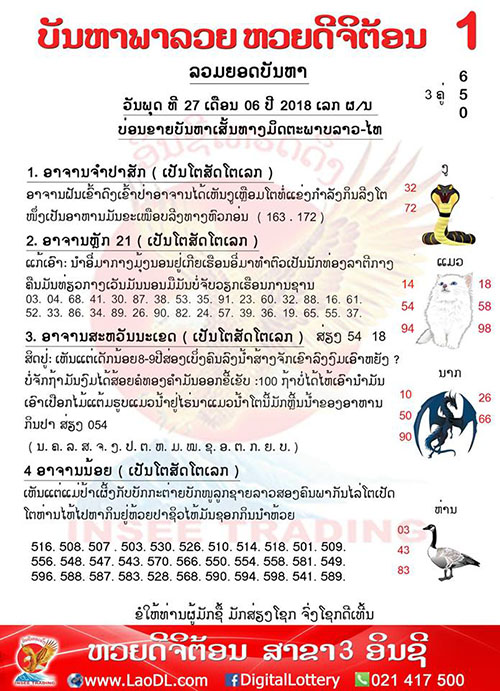 ปัญหาพารวย 27/6/2561, ปัญหาพารวย 27-6-2561, ปัญหาพารวย, ปัญหาพารวย 27 มิ.ย 2561, หวยลาว, เลขลาว