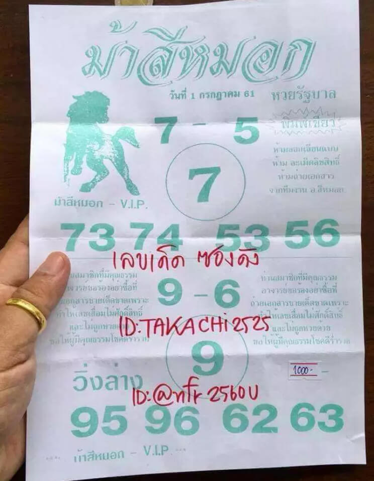 ม้าสีหมอก 1/7/61, ม้าสีหมอก 1-7-61, ม้าสีหมอก 1 ก.ค 61, ม้าสีหมอก, หวยซอง, เลขเด็ดงวดนี้