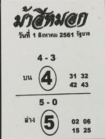 ม้าสีหมอก 1/8/61, ม้าสีหมอก 1-8-61, ม้าสีหมอก 1 ส.ค 61, ม้าสีหมอก, หวยซอง, เลขเด็ดงวดนี้