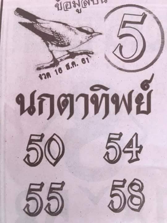 หวยซองนกตาทิพย์16/8/61, หวยซองนกตาทิพย์16-8-61, หวยซองนกตาทิพย์16 ส.ค. 61, หวยซองนกตาทิพย์, หวยซอง, เลขเด็ดงวดนี้