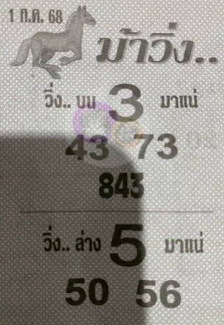 หวยซองม้าวิ่ง 01/07/68 เลขเด็ดงวดนี้,เลขเด็ด,หวยซอง