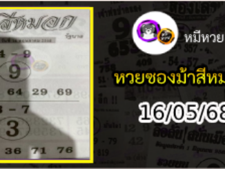 เลขเด็ดงวดนี้ม้าสีหมอก 16/05/68
