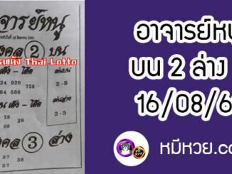 เลขเด็ด อาจารย์หนู 16/8/61 หวยเด็ดงวดนี้