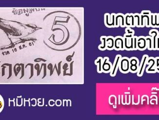 หวยซองนกตาทิพย์ 16/8/61