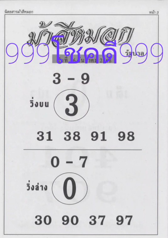 เลขเด็ดงวดนี้ม้าสีหมอก 16/12/68