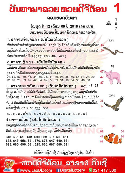 ปัญหาพารวย 12/9/2561, ปัญหาพารวย 12-9-2561, ปัญหาพารวย, ปัญหาพารวย 12 ก.ย 2561, หวยลาว, เลขลาว