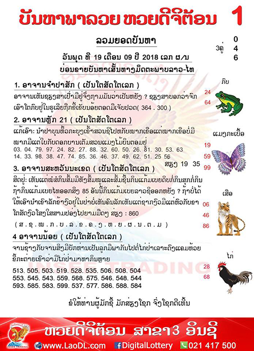 ปัญหาพารวย 19/9/2561, ปัญหาพารวย 19-9-2561, ปัญหาพารวย, ปัญหาพารวย 19 ก.ย 2561, หวยลาว, เลขลาว