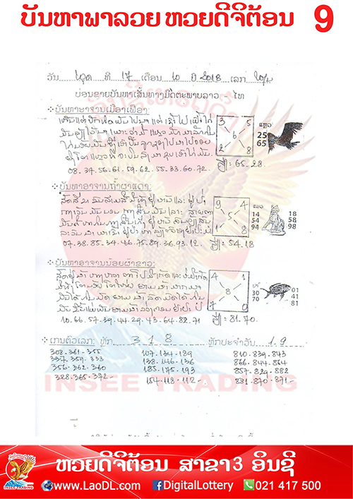 ปัญหาพารวย 17/10/2561, ปัญหาพารวย 17-10-2561, ปัญหาพารวย, ปัญหาพารวย 17 ต.ค 2561, หวยลาว, เลขลาว