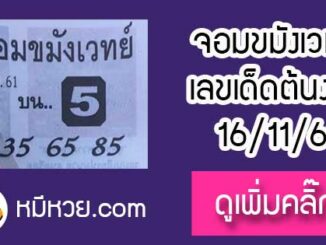 หวยซองจอมขมังเวทย์ 16/11/61