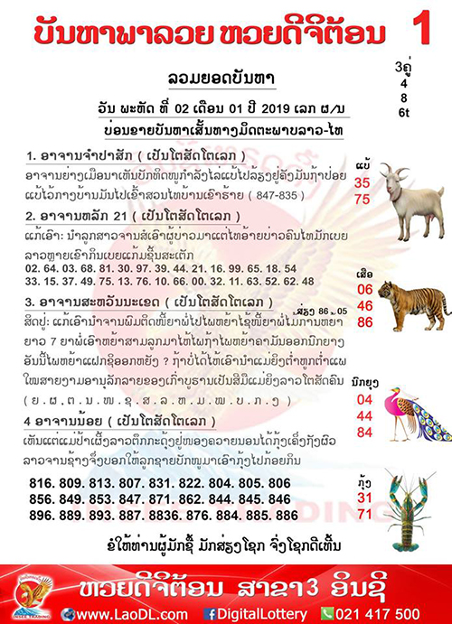 ปัญหาพารวย 2/1/2562, ปัญหาพารวย 2-1-2562, ปัญหาพารวย, ปัญหาพารวย 2 ม.ค 2562, หวยลาว, เลขลาว