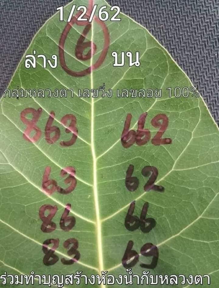เลขใบโพธิ์1/2/62, เลขใบโพธิ์1-2-62, เลขใบโพธิ์1 กุมภาพันธ์ 62