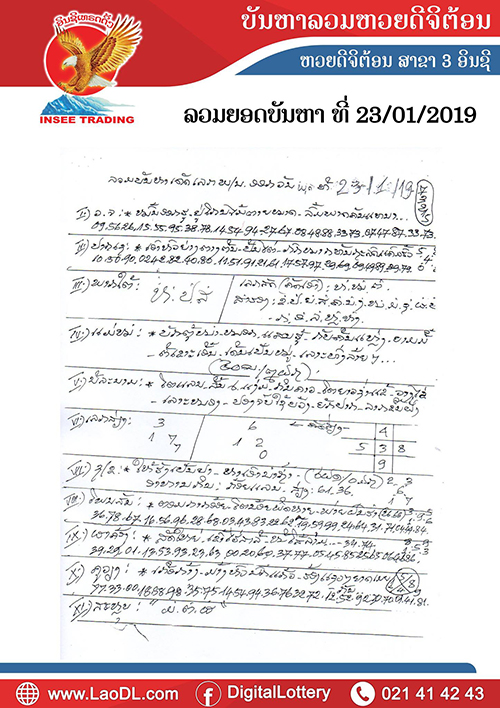 ปัญหาพารวย 23/1/2562, ปัญหาพารวย 23-1-2562, ปัญหาพารวย, ปัญหาพารวย 23 ม.ค 2562, หวยลาว, เลขลาว