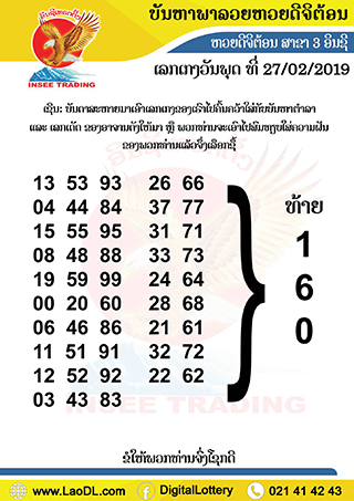 ปัญหาพารวย 27/2/2562, ปัญหาพารวย 27-2-2562, ปัญหาพารวย, ปัญหาพารวย 27 ก.พ 2562, หวยลาว, เลขลาว