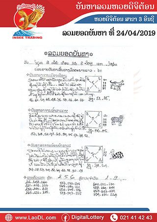 ปัญหาพารวย 24/4/2562, ปัญหาพารวย 24-4-2562, ปัญหาพารวย, ปัญหาพารวย 24 เม.ย 2562, หวยลาว, เลขลาว