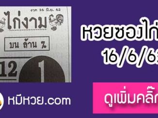 หวยซองไก่งาม 16/6/62 เลขเด็ดงวดนี้