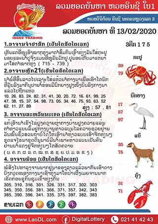 ปัญหาพารวย 13/02/2563, ปัญหาพารวย 13-02-2563, ปัญหาพารวย, ปัญหาพารวย 13 ก.พ. 2563, หวยลาว, เลขลาว