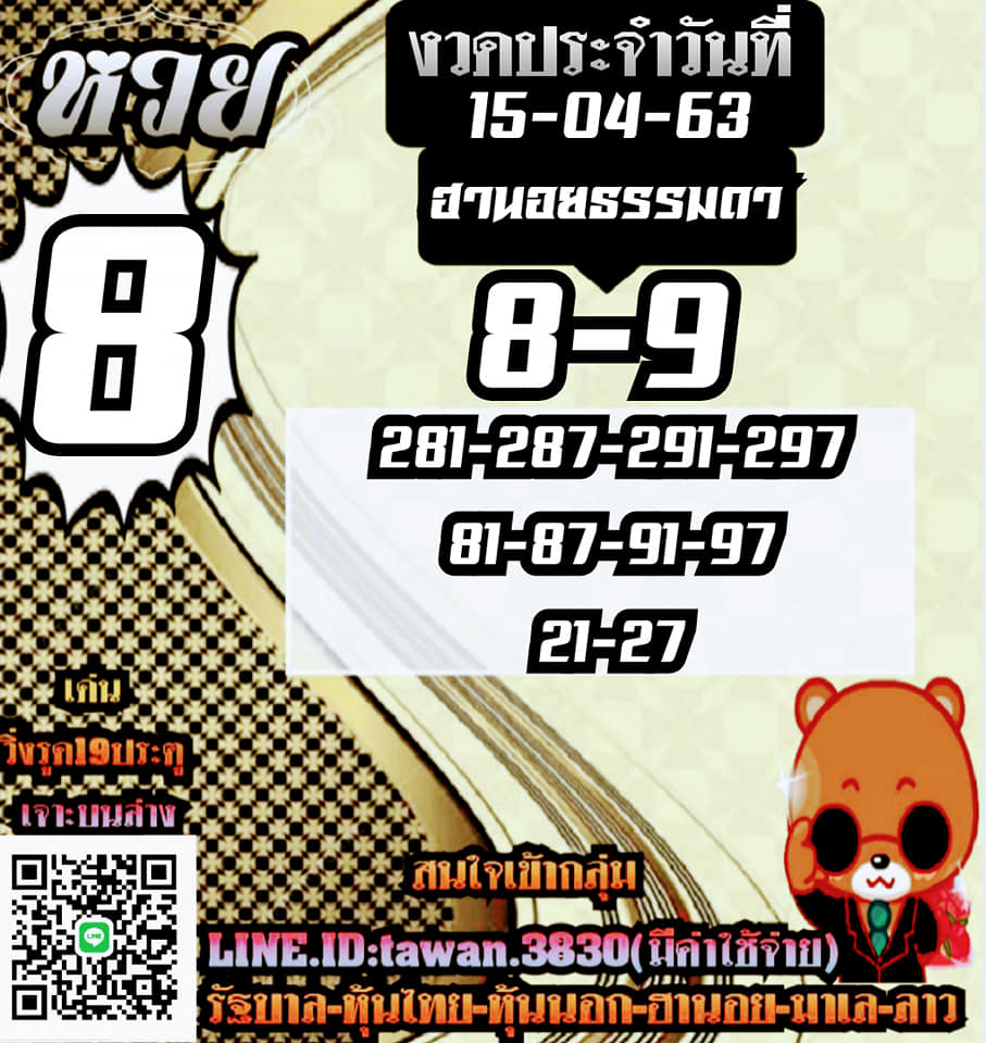 หวยฮานอย วัน 15/04/2563