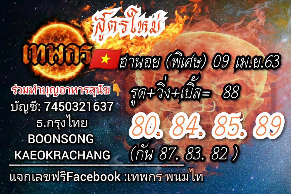 เลขเด็ดหวยฮานอยพิเศษ 9 เม.ย. 2563