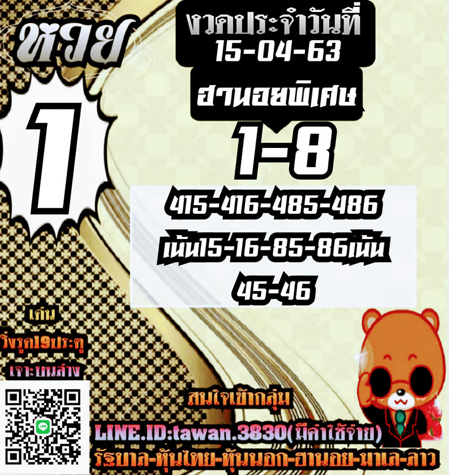 หวยฮานอย วัน 15/04/2563