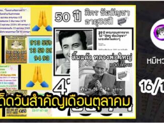 เลขเด็ดเลขดังวันสำคัญเดือนตุลาคม งวดวันที่ 16 ตุลาคม 2563